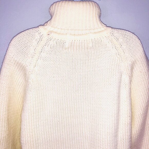 Vintage 70s Lapplander Sweater Womens S Ivory Cable Knit Turtleneck - Picture 5 of 7
